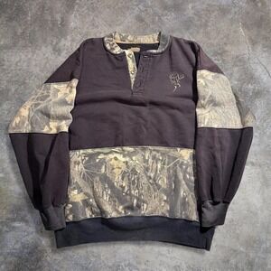 Legendary Whitetails black and Realtree camouflage Henley sweatshirt pullover
